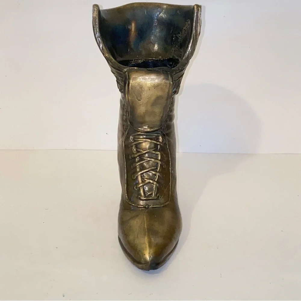 Vintage Cast Bronze Victorian Boot Planter - Picture 4 of 13